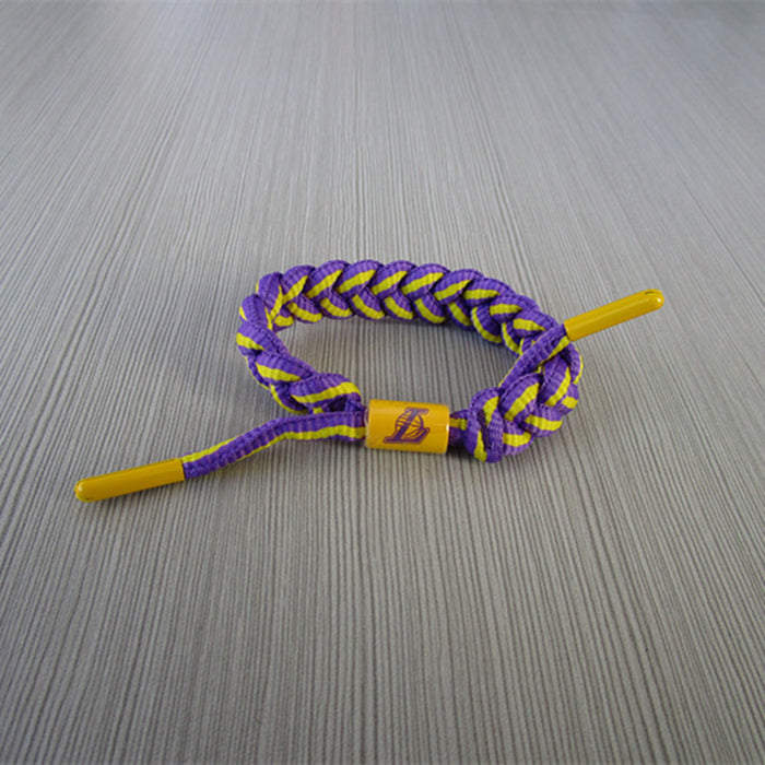 Wholesale Basketball Team Rope Laces Woven Bracelet Adjustable Sports Wristband Rubber Bracelet JDC-BT-MKW004