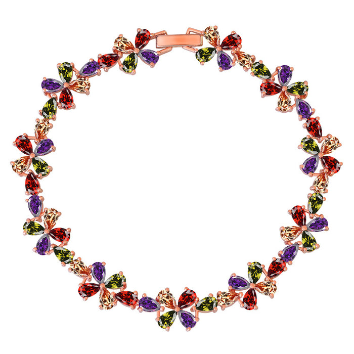 Wholesale flower colorful copper zircon hand ladies creative bracelet JDC-BT-DDD005