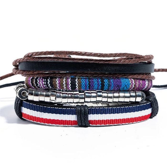 Wholesale Ethnic Style Multilayer Handmade Bracelet Leather Weave JDC-BT-BaB005