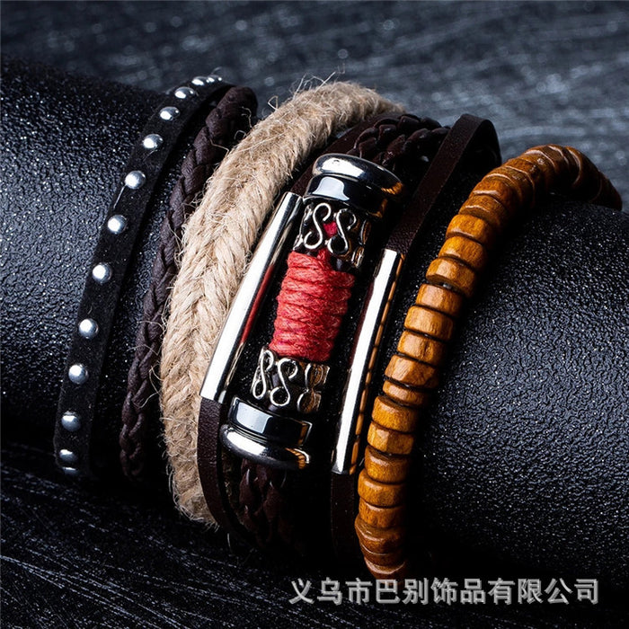 Wholesale Ethnic Style Multilayer Handmade Bracelet Leather Weave JDC-BT-BaB005