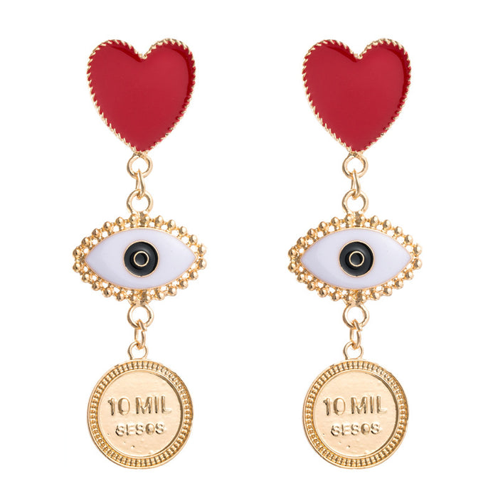 Jewelry WholesaleWholesale Retro Wild Alloy Drop Oil Red Heart Eye Stud Earrings  JDC-ES-Hemin004 Earrings 和鸣 %variant_option1% %variant_option2% %variant_option3%  Factory Price JoyasDeChina Joyas De China