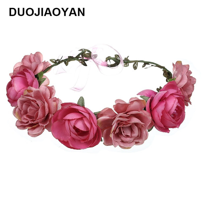 Jewelry WholesaleWholesale Simulation Rose Bride Seaside Holiday Garland Headband MOQ≥3 JDC-HD-Jiaoy002 Headband 娇艳 %variant_option1% %variant_option2% %variant_option3%  Factory Price JoyasDeChina Joyas De China