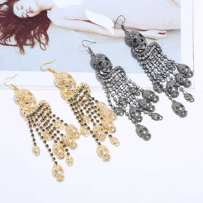 Wholesale earrings alloy exaggerated skull fringe MQO≥2 JDC-ES-zhuoq001