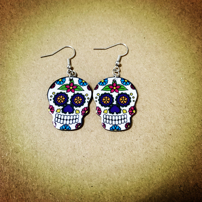 Wholesale Color Acrylic Skull Earrings Skull Pendant JDC-ES-Xieq002