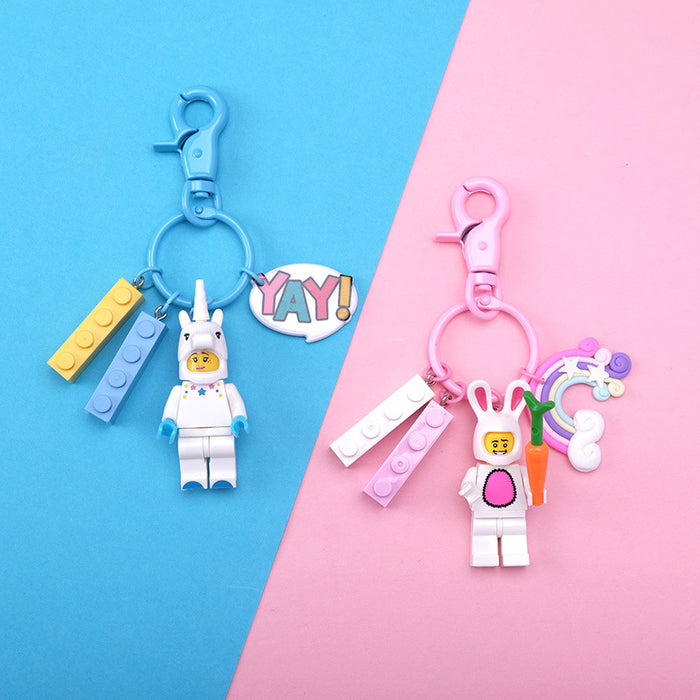 Wholesale Cartoon Resin Building Blocks Keychain (M) JDC-KC-QMou010