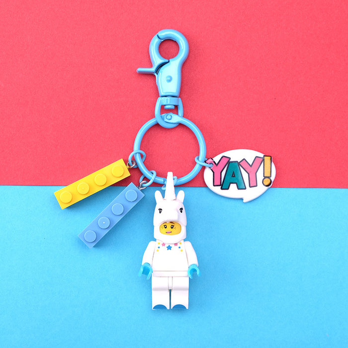 Wholesale Cartoon Resin Building Blocks Keychain (M) JDC-KC-QMou010