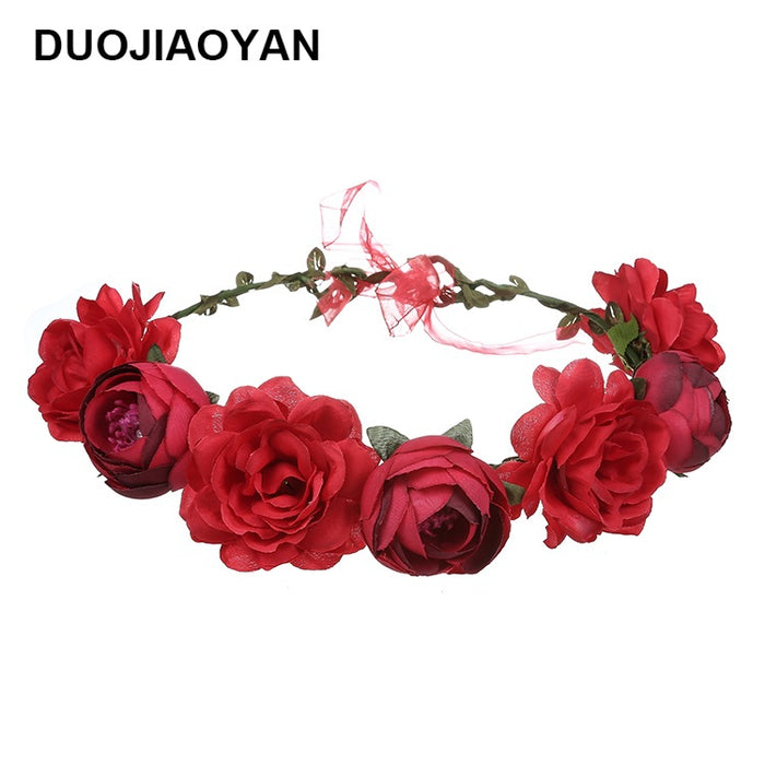 Jewelry WholesaleWholesale Simulation Rose Bride Seaside Holiday Garland Headband MOQ≥3 JDC-HD-Jiaoy002 Headband 娇艳 %variant_option1% %variant_option2% %variant_option3%  Factory Price JoyasDeChina Joyas De China