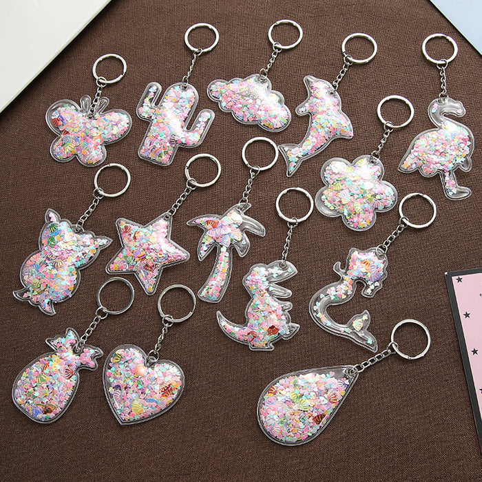 Jewelry WholesaleWholesale Clear Quicksand Sequin Keychain Pendant JDC-KC-Saif001 Keychains 赛凡 %variant_option1% %variant_option2% %variant_option3%  Factory Price JoyasDeChina Joyas De China