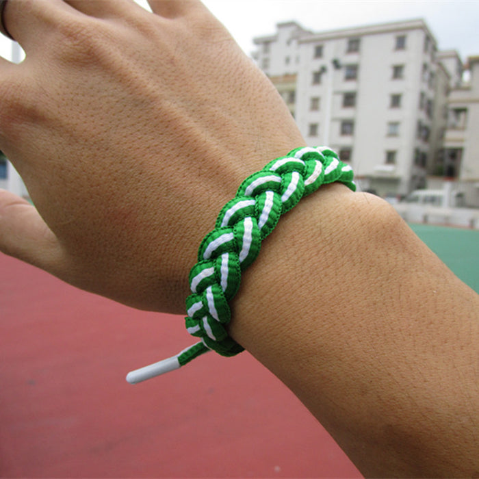 Wholesale Basketball Team Rope Laces Woven Bracelet Adjustable Sports Wristband Rubber Bracelet JDC-BT-MKW004