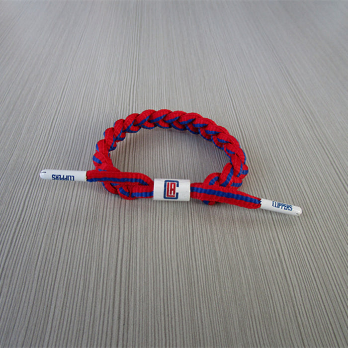 Wholesale Basketball Team Rope Laces Woven Bracelet Adjustable Sports Wristband Rubber Bracelet JDC-BT-MKW004