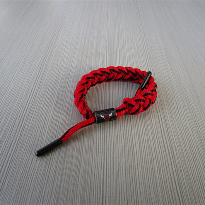 Wholesale Basketball Team Rope Laces Woven Bracelet Adjustable Sports Wristband Rubber Bracelet JDC-BT-MKW004