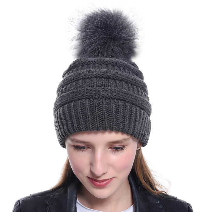 Wholesale Hat Acrylic Winter Faux Fur Fox Fur Ball Cap JDC-FH-XMi017