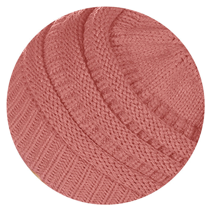 Wholesale Ponytail and Wool Ball Knitted Warm and Thick Wool Hats JDC-FH-HengYu001