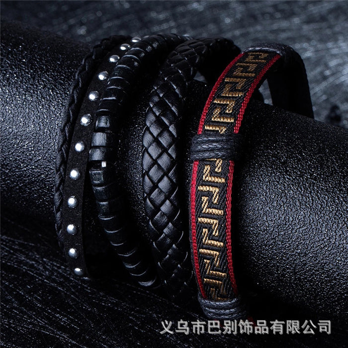 Wholesale Ethnic Style Multilayer Handmade Bracelet Leather Weave JDC-BT-BaB005