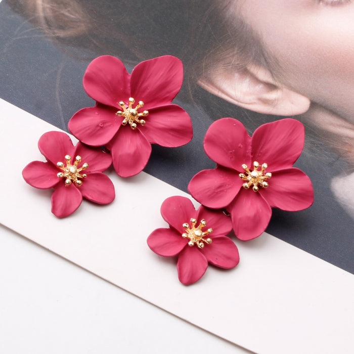 Jewelry WholesaleWholesale multi-color double layer flower alloy stud earrings JDC-ES-Shuangd001 Earrings 双笛 %variant_option1% %variant_option2% %variant_option3%  Factory Price JoyasDeChina Joyas De China