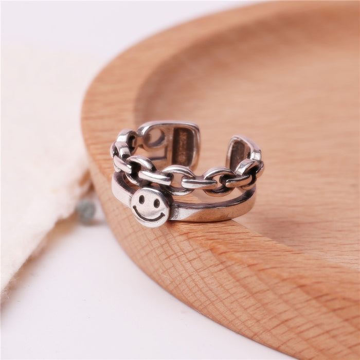 Wholesale Thai Silver Vintage Smiley Ring JDC-RS-CanD003