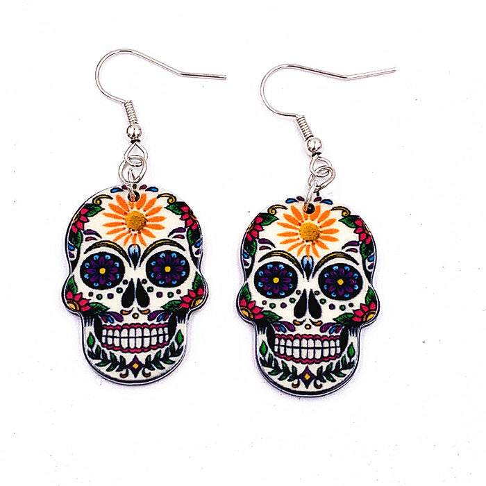 Wholesale Color Acrylic Skull Earrings Skull Pendant JDC-ES-Xieq002