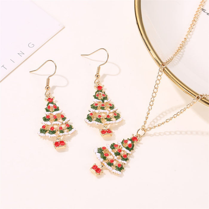 Wholesale Necklace Alloy Ceramic Christmas Color Cartoon Earrings Set JDC-NE-D347