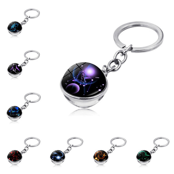 Jewelry WholesaleWholesale Zinc Alloy Glass Zodiac Keychain JDC-KC-Hengx003 Keychains 横湘 %variant_option1% %variant_option2% %variant_option3%  Factory Price JoyasDeChina Joyas De China