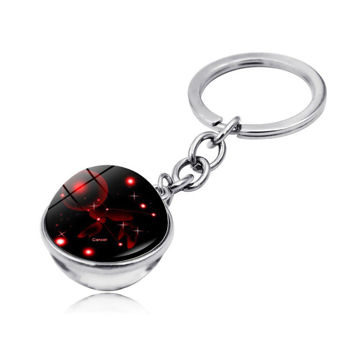 Jewelry WholesaleWholesale Zinc Alloy Glass Zodiac Keychain JDC-KC-Hengx003 Keychains 横湘 %variant_option1% %variant_option2% %variant_option3%  Factory Price JoyasDeChina Joyas De China