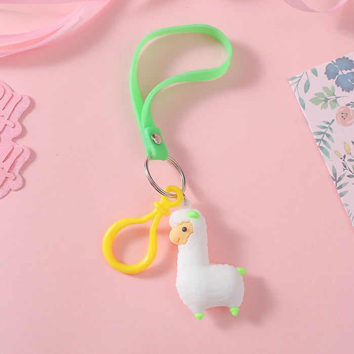 Wholesale Creative Cartoon Alpaca Keychain Stereo Soft PVC JDC-KC-HHui006