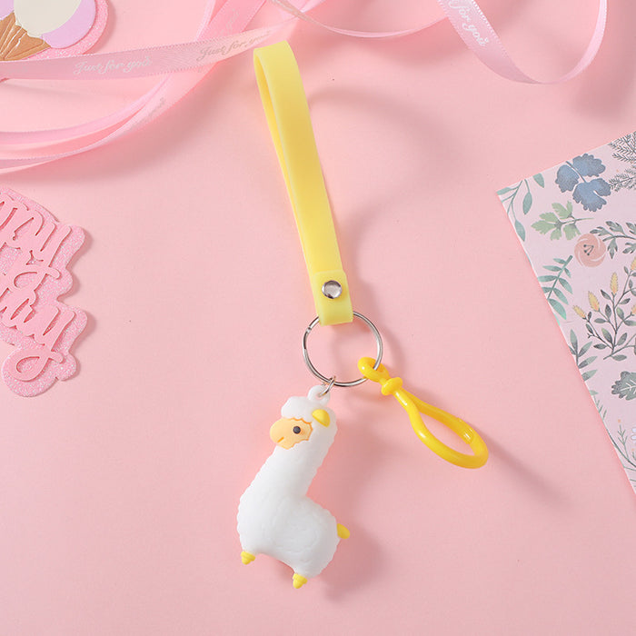 Wholesale Creative Cartoon Alpaca Keychain Stereo Soft PVC JDC-KC-HHui006