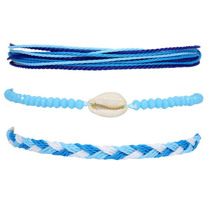 Jewelry WholesaleWholesale Boho Crystal Waterproof Wax Thread Shell Braided Bracelet JDC-BT-Yiye009 Bracelet 益烨 %variant_option1% %variant_option2% %variant_option3%  Factory Price JoyasDeChina Joyas De China