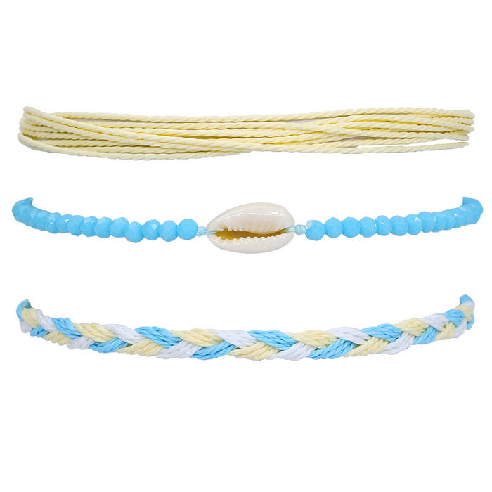 Jewelry WholesaleWholesale Boho Crystal Waterproof Wax Thread Shell Braided Bracelet JDC-BT-Yiye009 Bracelet 益烨 %variant_option1% %variant_option2% %variant_option3%  Factory Price JoyasDeChina Joyas De China