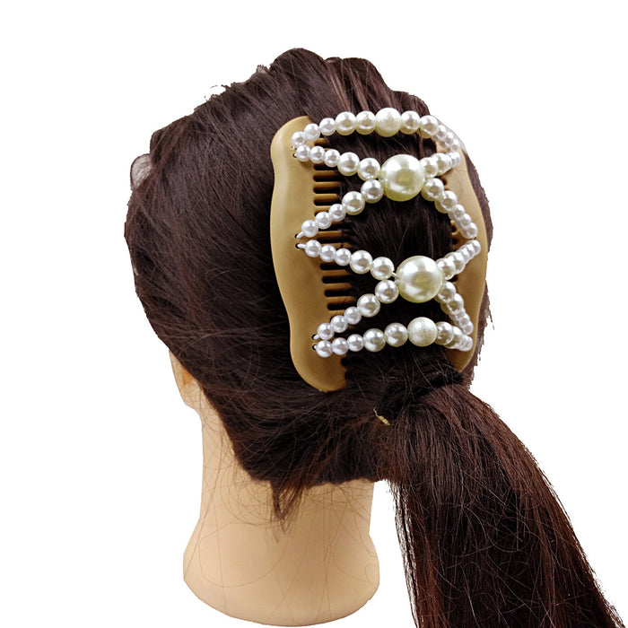 Wholesale Resin Double Row Inserting Comb Pearl Hair Clip JDC-HC-Chund006