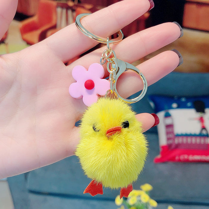 Wholesale cute cartoon plush chick doll keychain JDC-KC-SCheng032