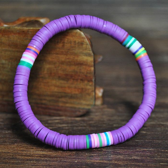 Wholesale Color Friendship Soft Pottery Beach Wind Elastic Rope Bracelet JDC-BT-YF012