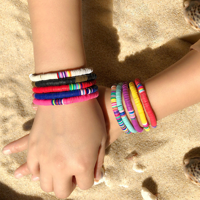 Wholesale Beach Ethnic Bracelet Hand Mixed Color Soft Pottery JDC-BT-YF013