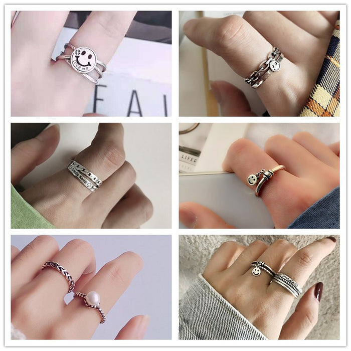 Wholesale Thai Silver Vintage Smiley Ring JDC-RS-CanD003