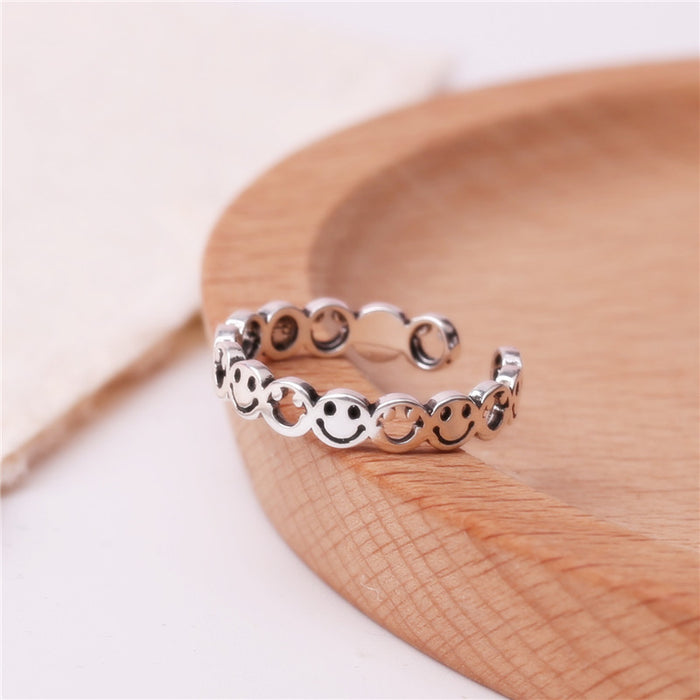 Wholesale Thai Silver Vintage Smiley Ring JDC-RS-CanD003