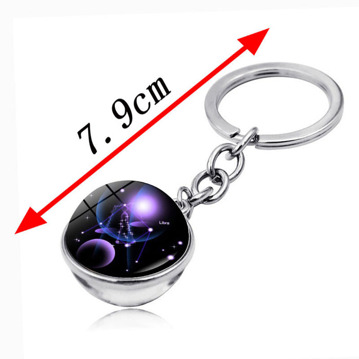 Jewelry WholesaleWholesale Zinc Alloy Glass Zodiac Keychain JDC-KC-Hengx003 Keychains 横湘 %variant_option1% %variant_option2% %variant_option3%  Factory Price JoyasDeChina Joyas De China