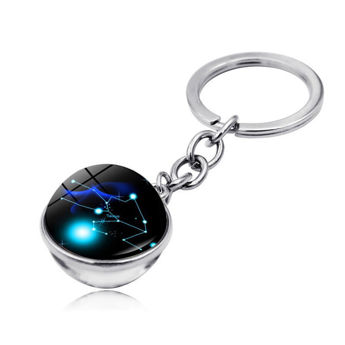 Jewelry WholesaleWholesale Zinc Alloy Glass Zodiac Keychain JDC-KC-Hengx003 Keychains 横湘 %variant_option1% %variant_option2% %variant_option3%  Factory Price JoyasDeChina Joyas De China