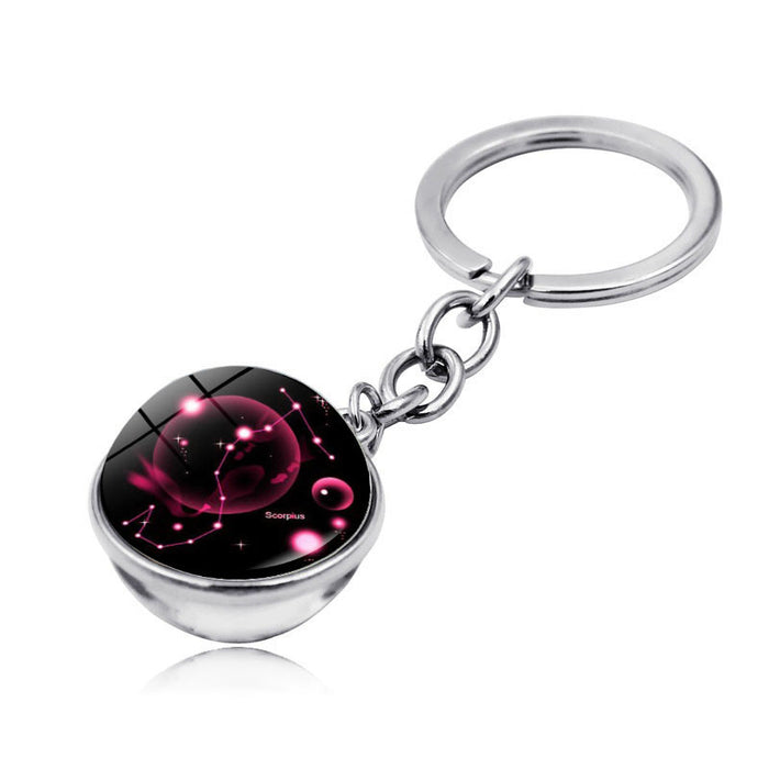 Jewelry WholesaleWholesale Zinc Alloy Glass Zodiac Keychain JDC-KC-Hengx003 Keychains 横湘 %variant_option1% %variant_option2% %variant_option3%  Factory Price JoyasDeChina Joyas De China