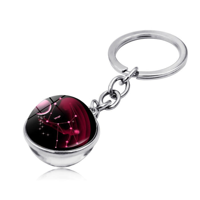 Jewelry WholesaleWholesale Zinc Alloy Glass Zodiac Keychain JDC-KC-Hengx003 Keychains 横湘 %variant_option1% %variant_option2% %variant_option3%  Factory Price JoyasDeChina Joyas De China