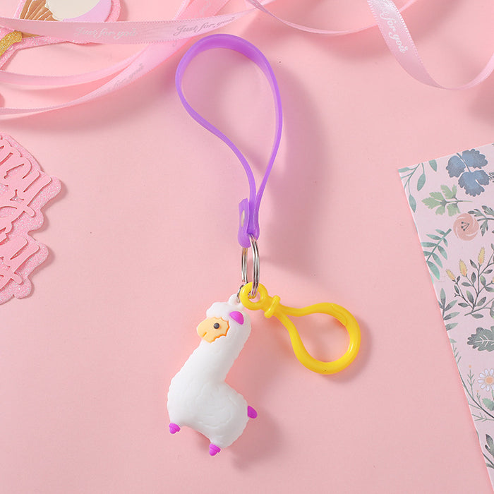 Wholesale Creative Cartoon Alpaca Keychain Stereo Soft PVC JDC-KC-HHui006