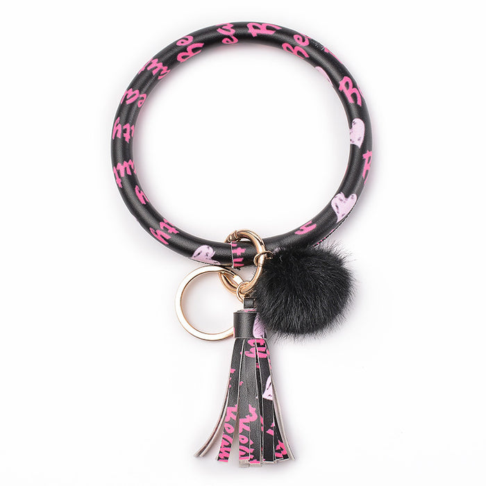 Wholesale Plush PU Leather Keychain Bracelet JDC-KC-DuoY001