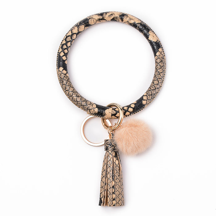 Wholesale Plush PU Leather Keychain Bracelet JDC-KC-DuoY001