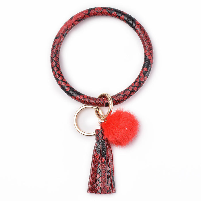 Wholesale Plush PU Leather Keychain Bracelet JDC-KC-DuoY001