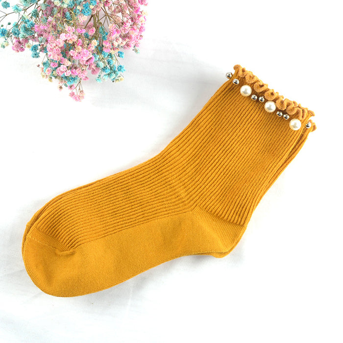 Wholesale Socks Cotton Trimmed Pearl Socks JDC-SK-LiSheng004