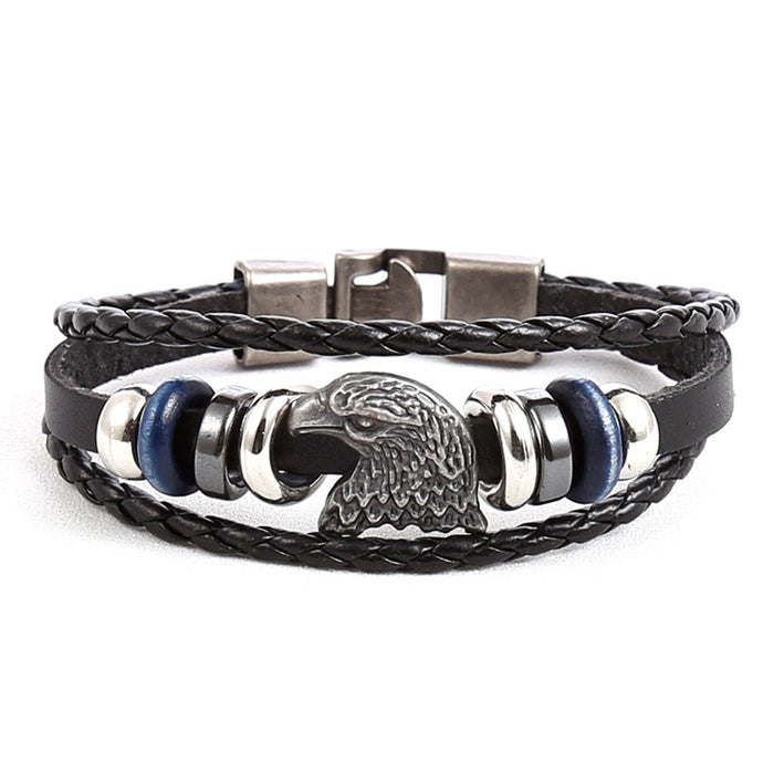 Wholesale Alloy Eagle Braided Leather Bracelet JDC-BT-SaiH010