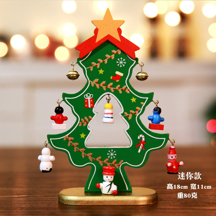 Wholesale Decorative Christmas Monolithic Wooden Small DIY Mini Christmas Tree JDC-DCN-QinB004