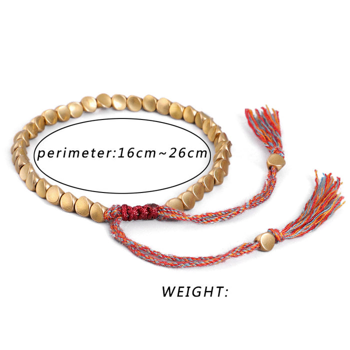 Wholesale Bracelet Copper Beads Tassel Hand Braided Pull Hand Rope MOQ≥3 JDC-BT-QiuX029