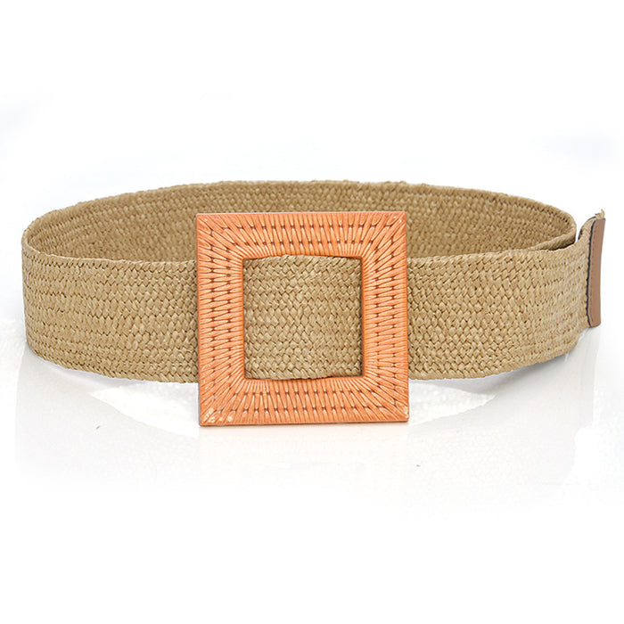 Wholesale Wooden Buckle Girdle Boho Linen Woven Belt MOQ≥2 JDC-WB-SBT001