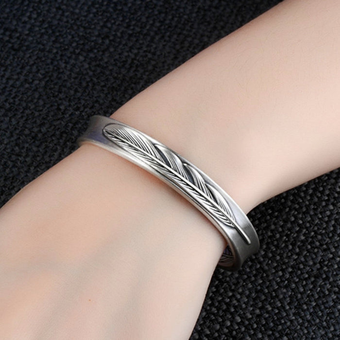 Wholesale Vintage Thai Silver Fashion Feather Bracelet JDC-BT-KaY005
