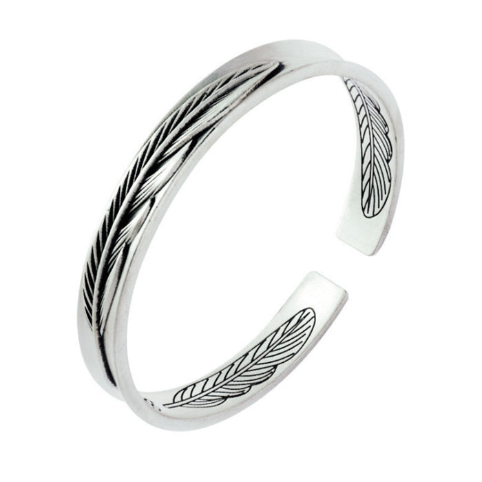 Wholesale Vintage Thai Silver Fashion Feather Bracelet JDC-BT-KaY005