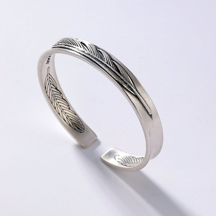Wholesale Vintage Thai Silver Fashion Feather Bracelet JDC-BT-KaY005